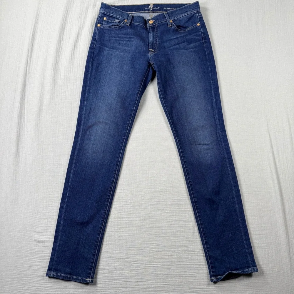7 For All Mankind Roxanne Slim Illusion‎ Jeans 29 Mid Rise Dark Wash Size 30x31